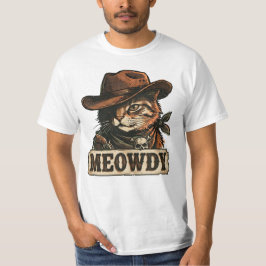 ファニー・メオーディ・カウボーイ・キャット・ビンテージ・ウェスタン・アート Tシャツ