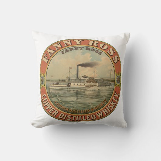 ファニー・ロス銅醸造ウイスキーのヴィンテージ広告 クッション (正面)