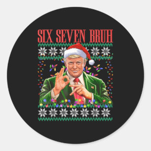 ファニー 6 7 ブルッ 67 トランプ クリスマス ださいセーター Xmas ラウンドシール