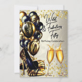 ファビュラスなタイガーのヒール Champagne Birthday 招待状 (正面)
