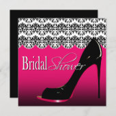 ファビュラスなレースのダマスク・スティレット・ブライダルシャワー 招待状 (正面/裏面)