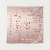 ファビュラスな誕生日のローズゴールドピンクのドリップス タペストリー (正面(横))