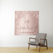 ファビュラスな誕生日のローズゴールドピンクのドリップス タペストリー (インサイチュ)