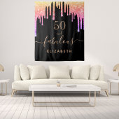 ファビュラスな誕生日パーティーの輝き ブラックスパークル タペストリー