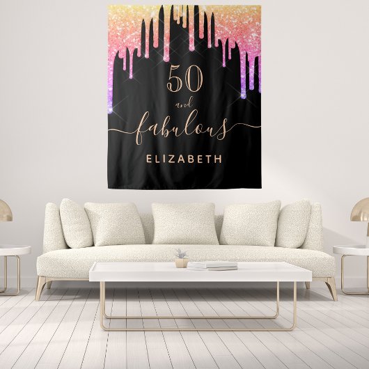 ファビュラスな誕生日パーティーの輝き ブラックスパークル タペストリー