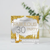 ファビュラスな30代 ゴールドラメ ゴージャスな誕生日パーティー 招待状 (スタンド正面)