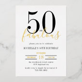 ファビュラスな50歳の誕生日パーティー 箔招待状 (正面)
