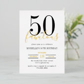 ファビュラスな50歳の誕生日パーティー 箔招待状 (立ち正面)
