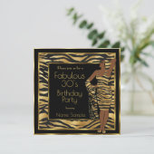 ファビュラス30歳の誕生日パーティー ブラック ゴールド デコ レディ 招待状 (スタンド正面)