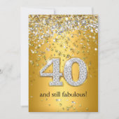 ファビュラス40 ゴールドシルバーストリーマー 40歳の誕生日 招待状 (正面)