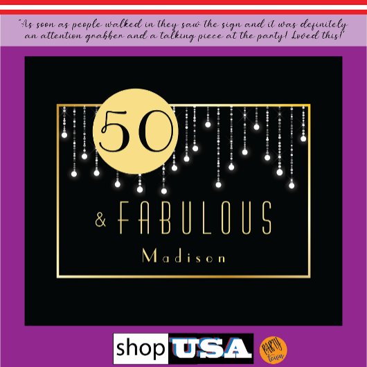 ファビュラス50歳お誕生日おめでとうクールで楽しいブラックタペストリー タペストリー