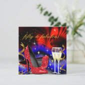 ファビュラス50王室のレッドブルーハイヒール金ゴールド 招待状 (スタンド正面)