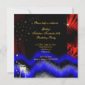 ファビュラス50王室のレッドブルーハイヒール金ゴールド 招待状 (裏面)