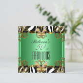 ファビュラス50 グリーン ゴールド ブラック ホワイト ゼブラ 招待状 (スタンド正面)