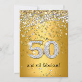 ファビュラス50 ゴールドシルバーのストリーマー 50歳の誕生日 招待状 (正面)