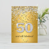 ファビュラス50 ゴールドシルバーのストリーマー 50歳の誕生日 招待状 (スタンド正面)
