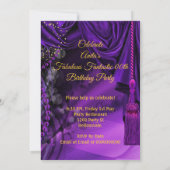 ファビュラス50 パープル ゴールド ヒール バースデーパーティー 招待状 (裏面)