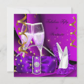 ファビュラス50 ファンタスティック パープル ハイ ヒール 誕生日 招待状 (正面)