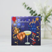 ファビュラス50 フィフティ ディーバ ブルー ブラック レッド ライト 招待状 (スタンド正面)