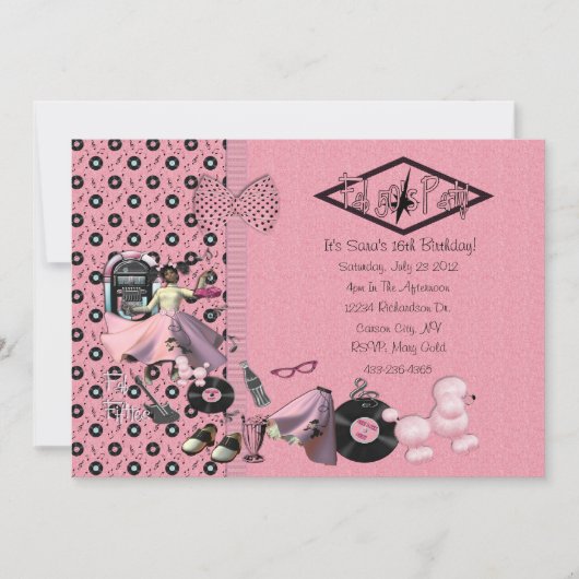 ファビュラス50'sパーティ招待状 招待状 (正面)