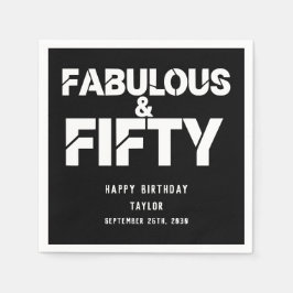 ファビュラス・アンド・フィフティー 誕生日 太字スクリプト カスタム スタンダードカクテルナプキン