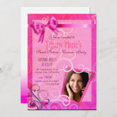 ファビュラス スウィート16 カラオケ バースデー パーティー フォト 招待状 (正面/裏面)