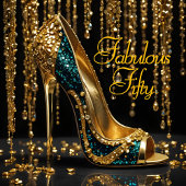 ファビュラス スティレット グリッター ブルー ゴールド ストリーマー 招待状