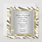 ファビュラス ゼブラ ストライプ シャンパン ゴールド シルバー パーティー 招待状 (裏面)