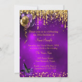 ファビュラス フィフティ パーティー パープル グリッター ゴールド ハイ ヒール 招待状 (裏面)