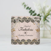 ファビュラス ヴィンテージ コーヒー ブラック セピア レース フローラル 招待状 (スタンド正面)