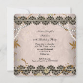ファビュラス ヴィンテージ コーヒー ブラック セピア レース フローラル 招待状 (裏面)
