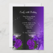 ファビュラス 60歳 誕生日 パープル ローズ マーティニー 招待状 (裏面)