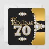 ファビュラス 70歳 誕生日 ゴールド ブラック ダイヤモンド 招待状 (正面)