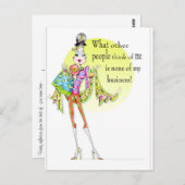 ファブおもしろいのスケッチと言葉を持つ女性のユーモアのカード ポストカード (正面/裏面)