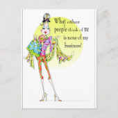 ファブおもしろいのスケッチと言葉を持つ女性のユーモアのカード ポストカード (正面)
