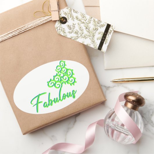 ファブアイズ、ファブドゥズ楕円ステッカー 楕円形シール (ギフト)