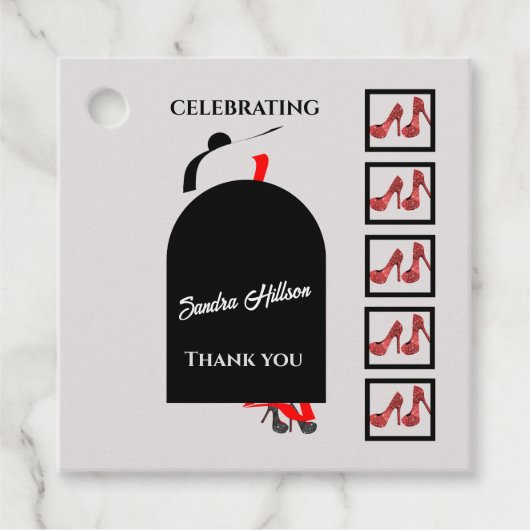 ファブウーマンシルエットグラムシューズレッドブラック誕生日 フェイバータグ (正面)