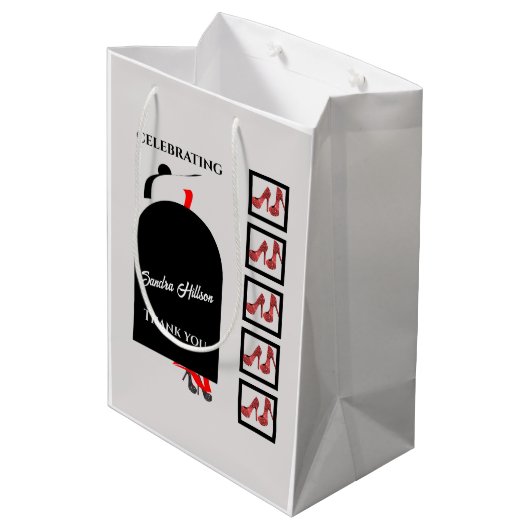 ファブウーマンシルエットグラムシューズレッドブラック誕生日 ミディアムペーパーバッグ (裏面アングル)