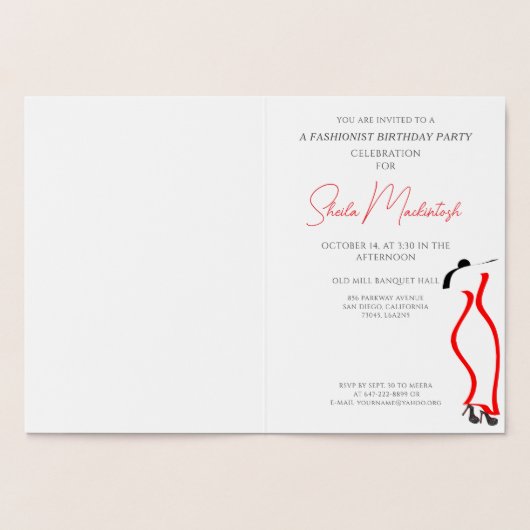 ファブエレガントホイル実在バースデーパーティーの招待 箔カード (内部)