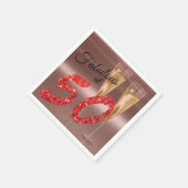 ファブエレガントルーアット50誕生日シックコーラルグリッター スタンダードカクテルナプキン (角)