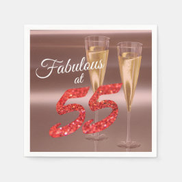 ファブエレガントルーアット55誕生日シックコーラルグリッター スタンダードカクテルナプキン