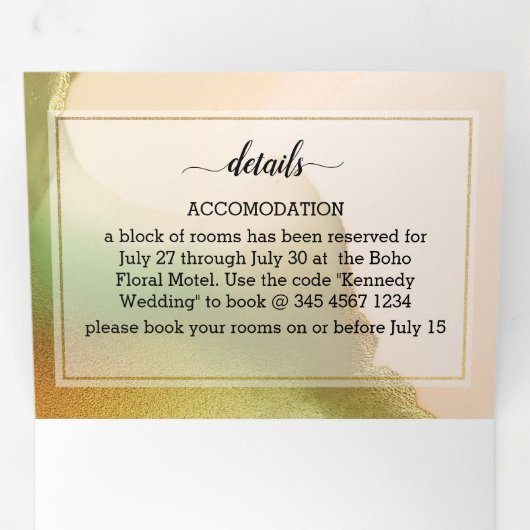 ファブシャルトレウス💚抽象芸術信じられないほどのバジェットウェッディ 三つ折り招待状 (内部最初)