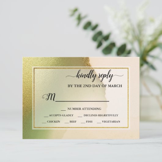 ファブシャルトレウス💚抽象芸術信じられないほどのバジェットウェッディ 出欠カード (スタンド正面)