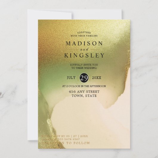 ファブシャルトレウス💚抽象芸術信じられないほどのバジェットウェッディ 招待状 (正面)