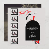 ファブシルエットグラムシューズブラック誕生日写真 サンキューカード (正面/裏面)