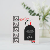 ファブシルエットグラムシューズブラック誕生日写真 サンキューカード (スタンド正面)