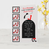 ファブシルエットグラムシューズレッドブラックハッピーバースデー カード (黄色い花)