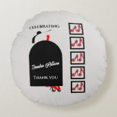 ファブシルエットグラムシューズレッドブラック誕生日 ラウンドクッション (正面)