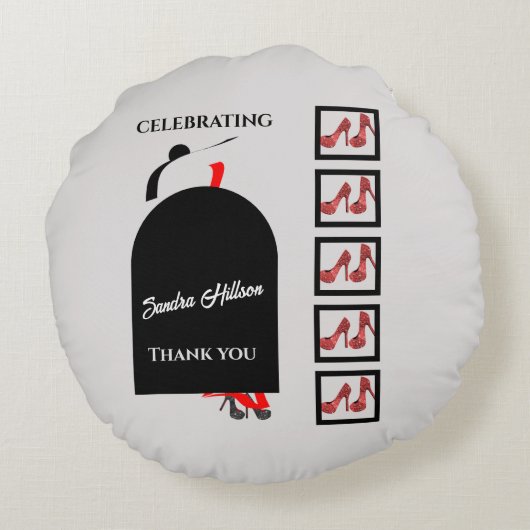 ファブシルエットグラムシューズレッドブラック誕生日 ラウンドクッション (裏面)