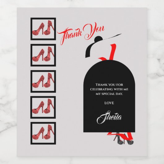 ファブシルエットグラムレッドブラックシューズ感謝してい誕生日 ワインラベル (シングルラベル)